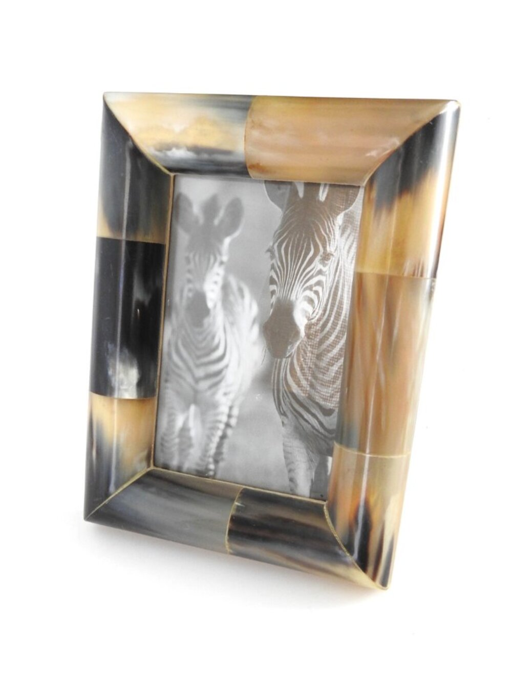 Natural Water Buffalo Horn Picture Frame 4x6 Handcrafted Horn Over Wood Arhaus
